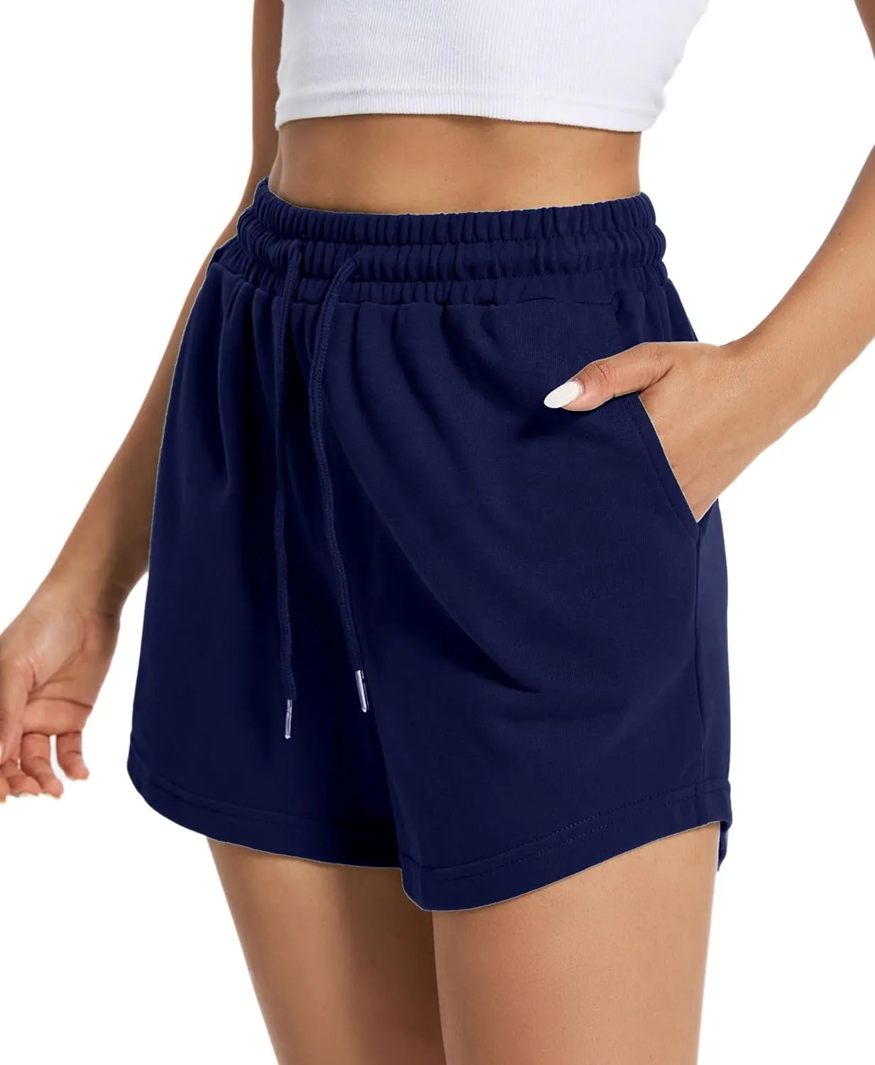 Auriviz Women's Sweat Shorts Comfy Lounge Running Shorts Gym Summer Casual High Waisted Athletic Shorts with Pockets