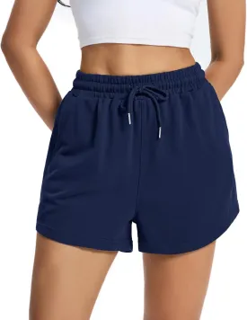 Auriviz Women's Sweat Shorts Comfy Lounge Running Shorts Gym Summer Casual High Waisted Athletic Shorts with Pockets