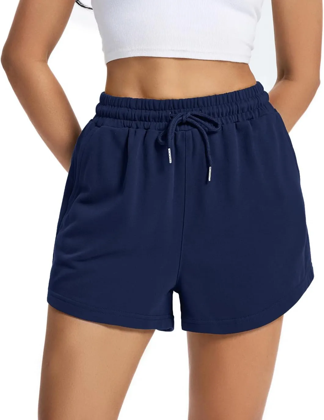 Auriviz Women's Sweat Shorts Comfy Lounge Running Shorts Gym Summer Casual High Waisted Athletic Shorts with Pockets