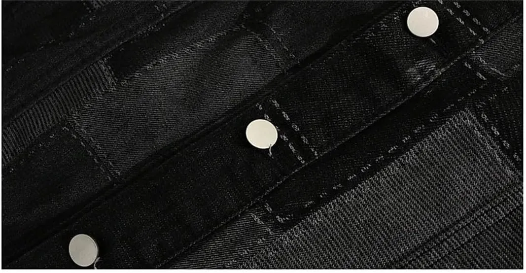 Bciopll Men's Vintage Distressed Denim Jackets Large Pockets Loose Casual Single-Breasted Cowboy Coats