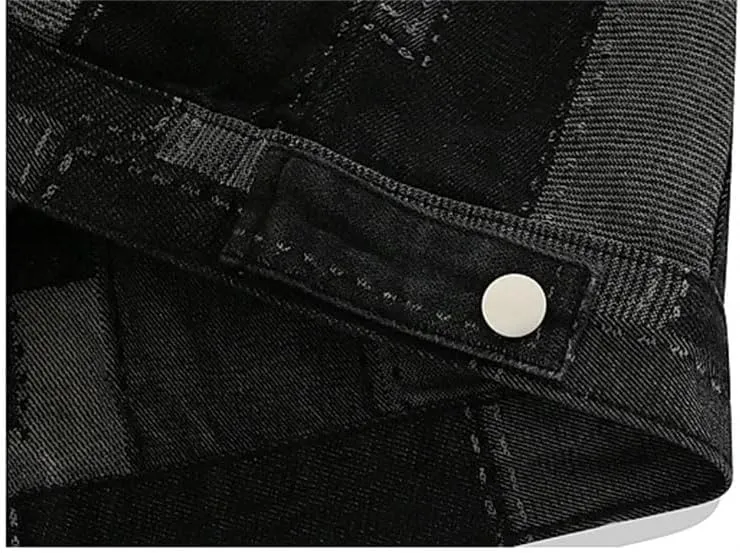 Bciopll Men's Vintage Distressed Denim Jackets Large Pockets Loose Casual Single-Breasted Cowboy Coats