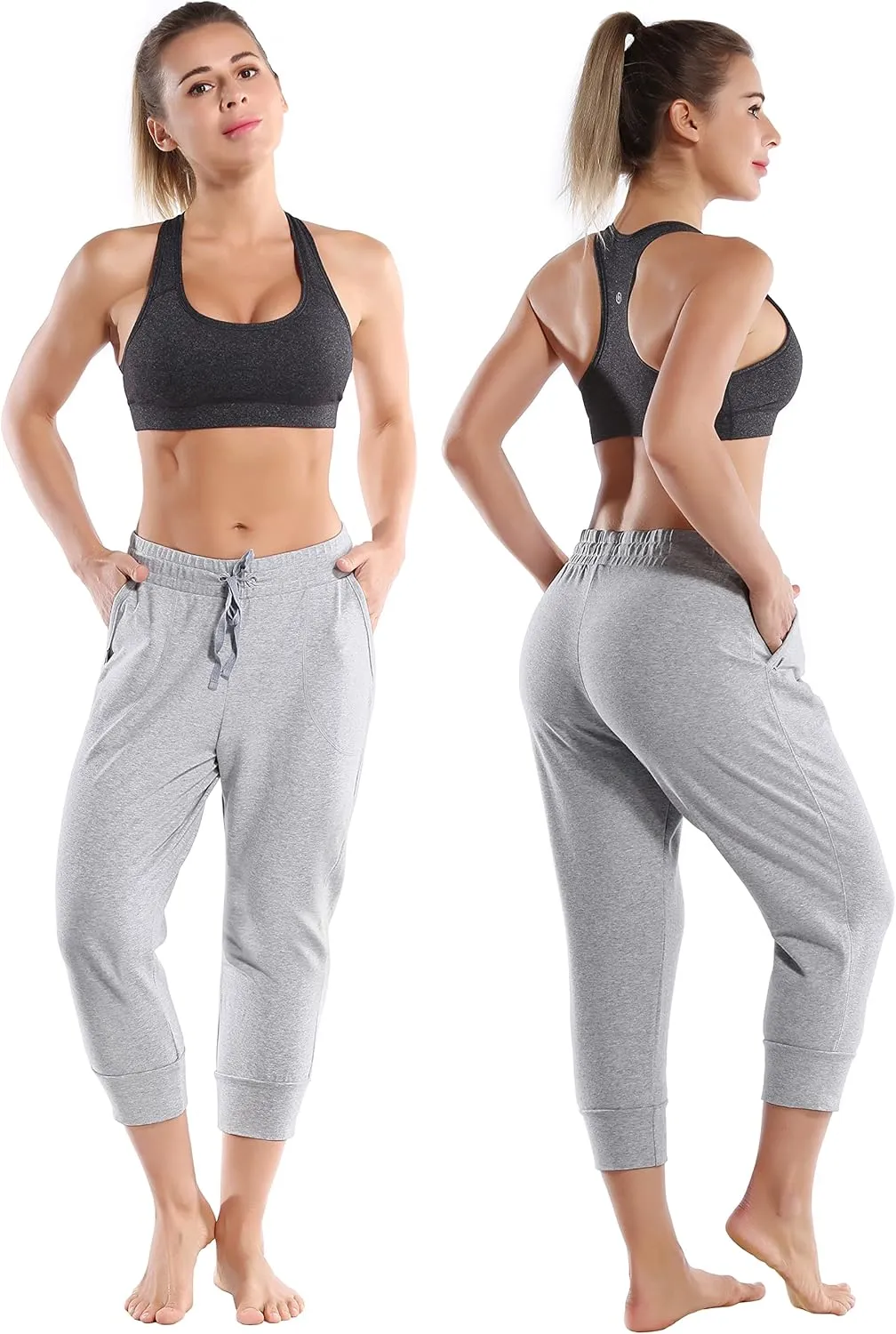 BUBBLELIME 19"/28" Women's High Waist Jogger Pants with Pockets Active Yoga Tapered Sweatpants Lounge Pants Capri