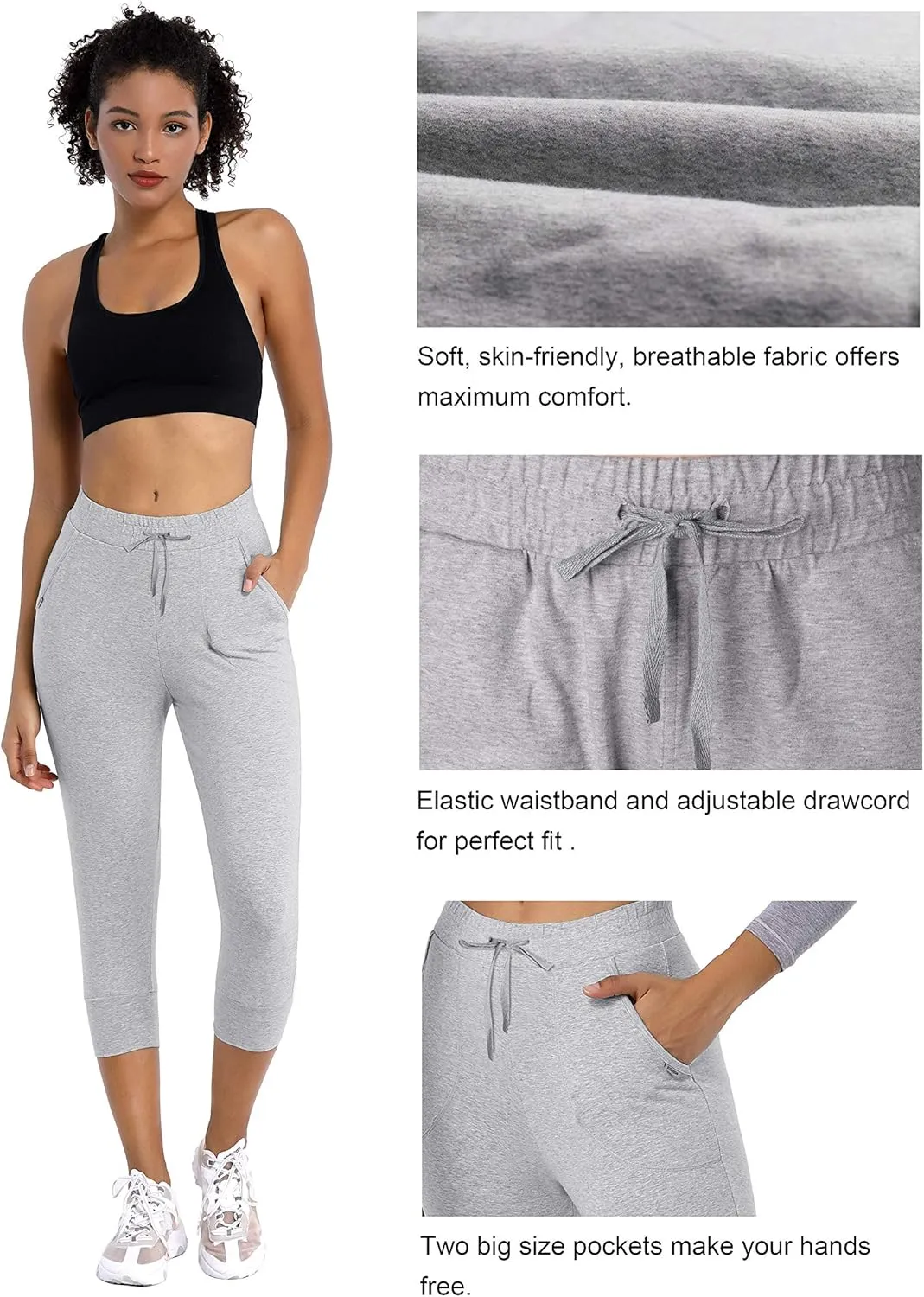 BUBBLELIME 19"/28" Women's High Waist Jogger Pants with Pockets Active Yoga Tapered Sweatpants Lounge Pants Capri