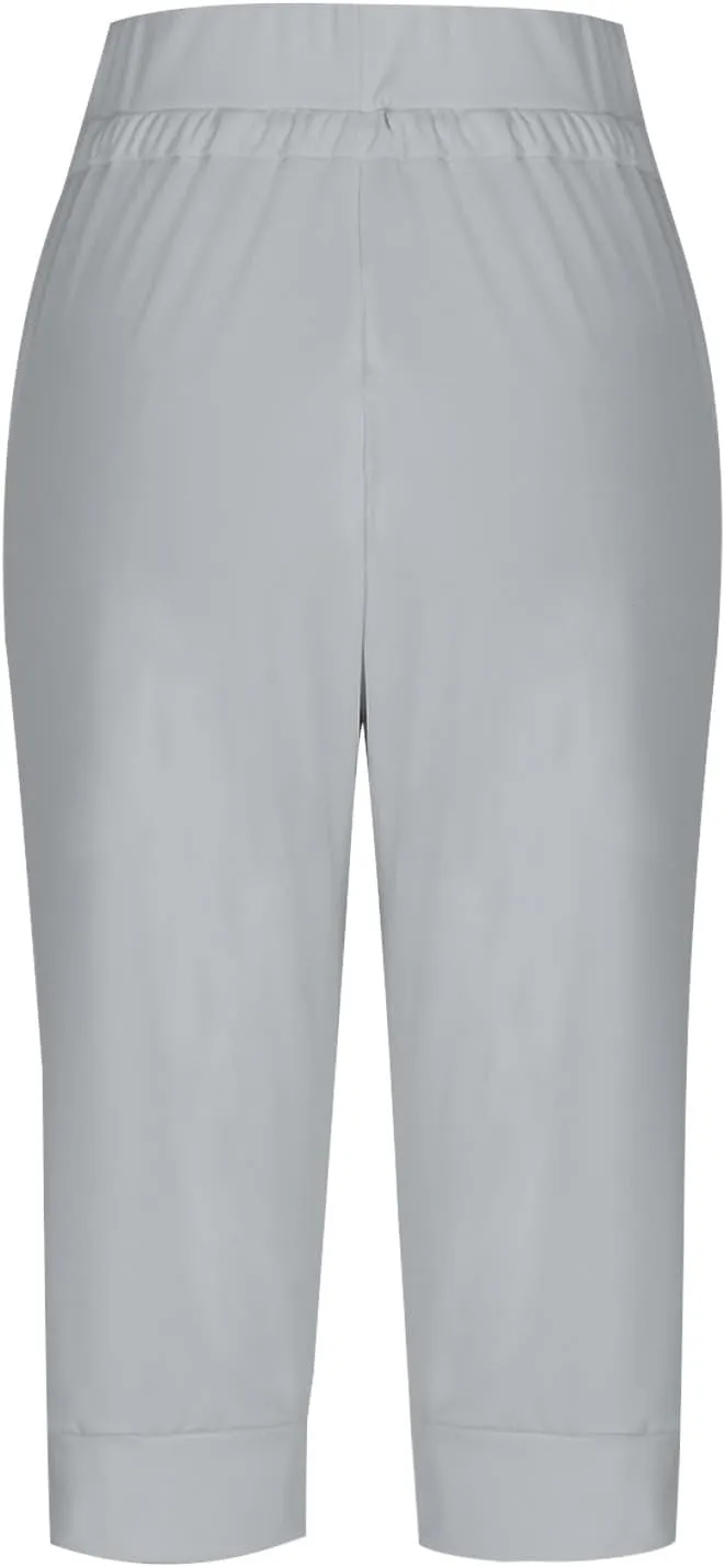 Capri Pants for Women Drawstring High Waisted Lightweight Hiking Joggers Workout Capris Yoga Sweatpants with Pockets