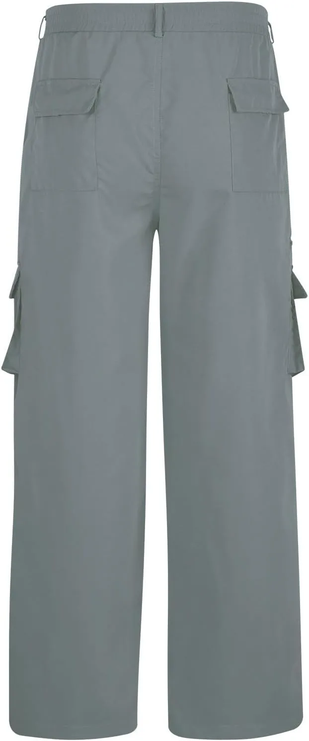 Cargo Pants for Men Twill Stretch Elastic Waist Hiking Pants Lightweight Outdoor Jogger Trouser with Zipper Pockets