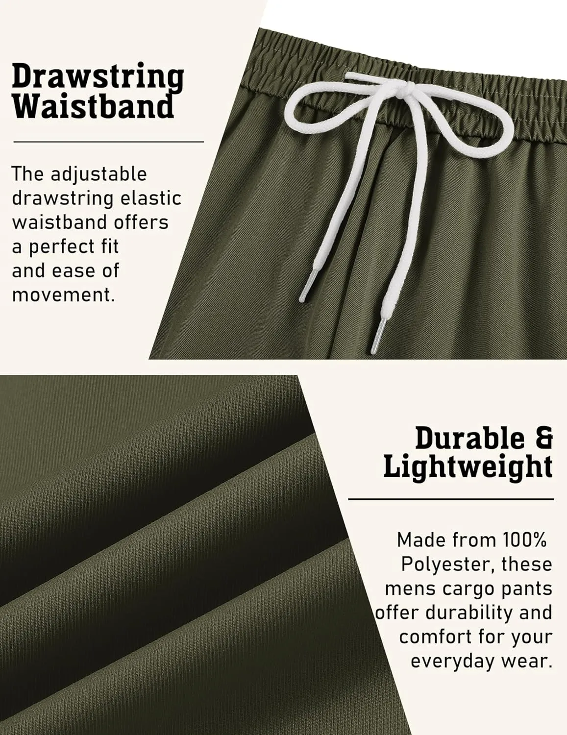 COOFANDY Men's Cargo Joggers Drawstring Jogger Cargo Pants Fashion Tapered Pants with Multi Pockets