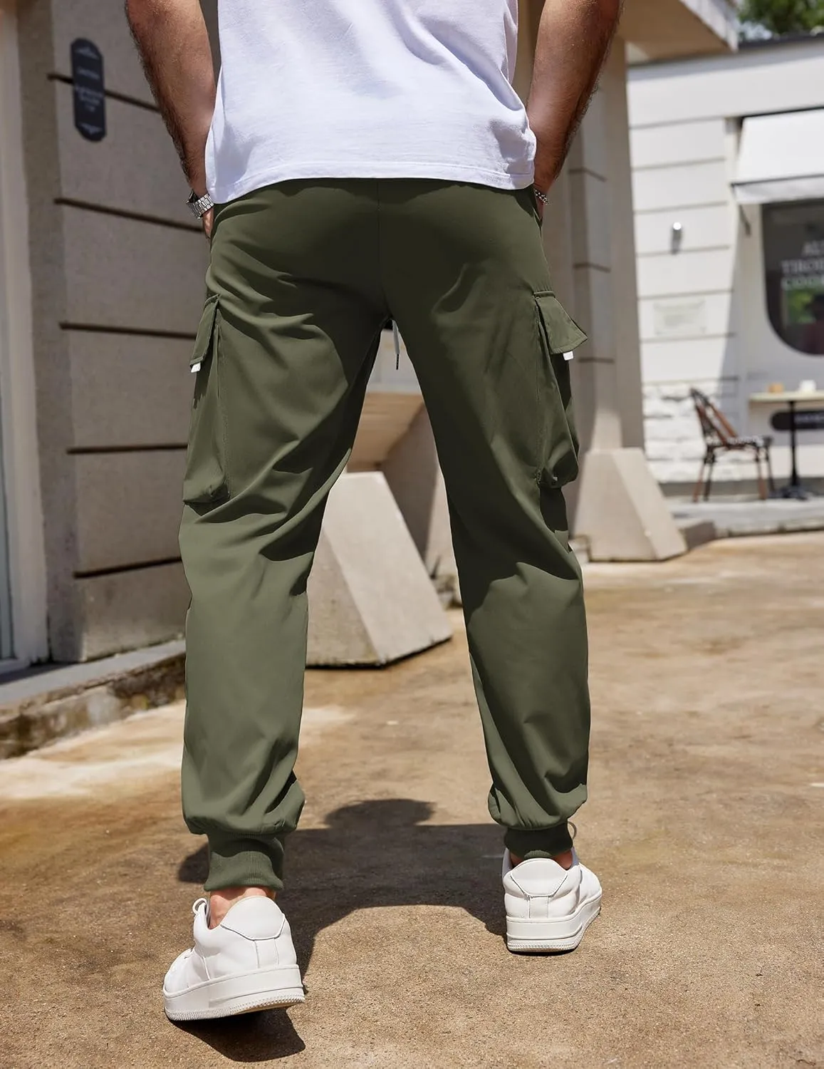 COOFANDY Men's Cargo Joggers Drawstring Jogger Cargo Pants Fashion Tapered Pants with Multi Pockets