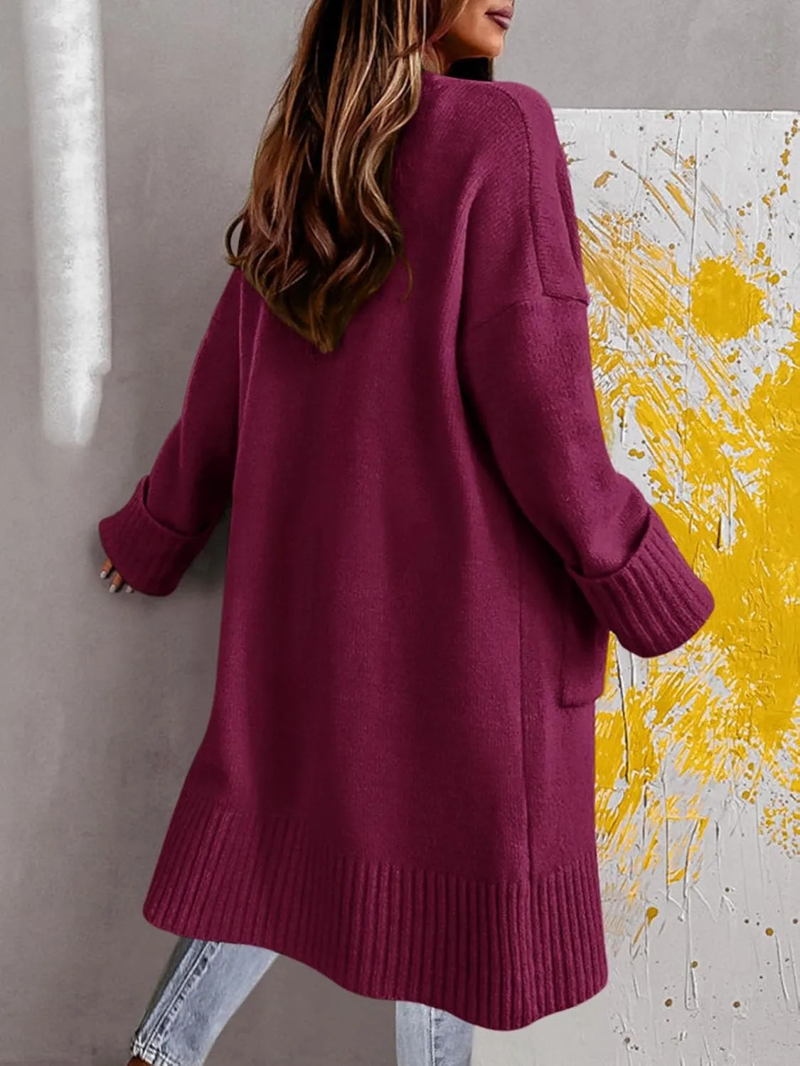 Danedvi Long Cardigan Sweaters for Women 2025 Fall Open Front Knit Oversized Cardigans Duster Coat with Pockets