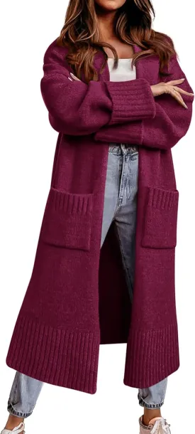 Danedvi Long Cardigan Sweaters for Women 2025 Fall Open Front Knit Oversized Cardigans Duster Coat with Pockets