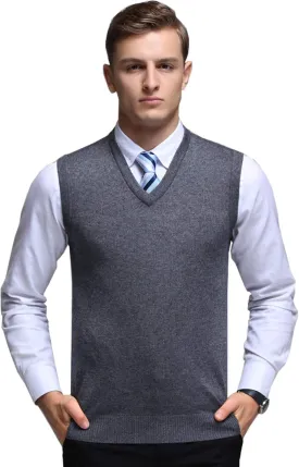 Flygo Men's Basic Slim Fit V-Neck Pullover Sweater Vest Wool Blend Knit Vest