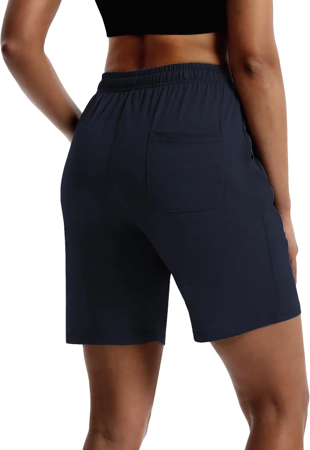 LUCKYCATCUS Women's 7" Bermuda Shorts Jersey Shorts with Pockets Workout Yoga Athletic Long Shorts for Women