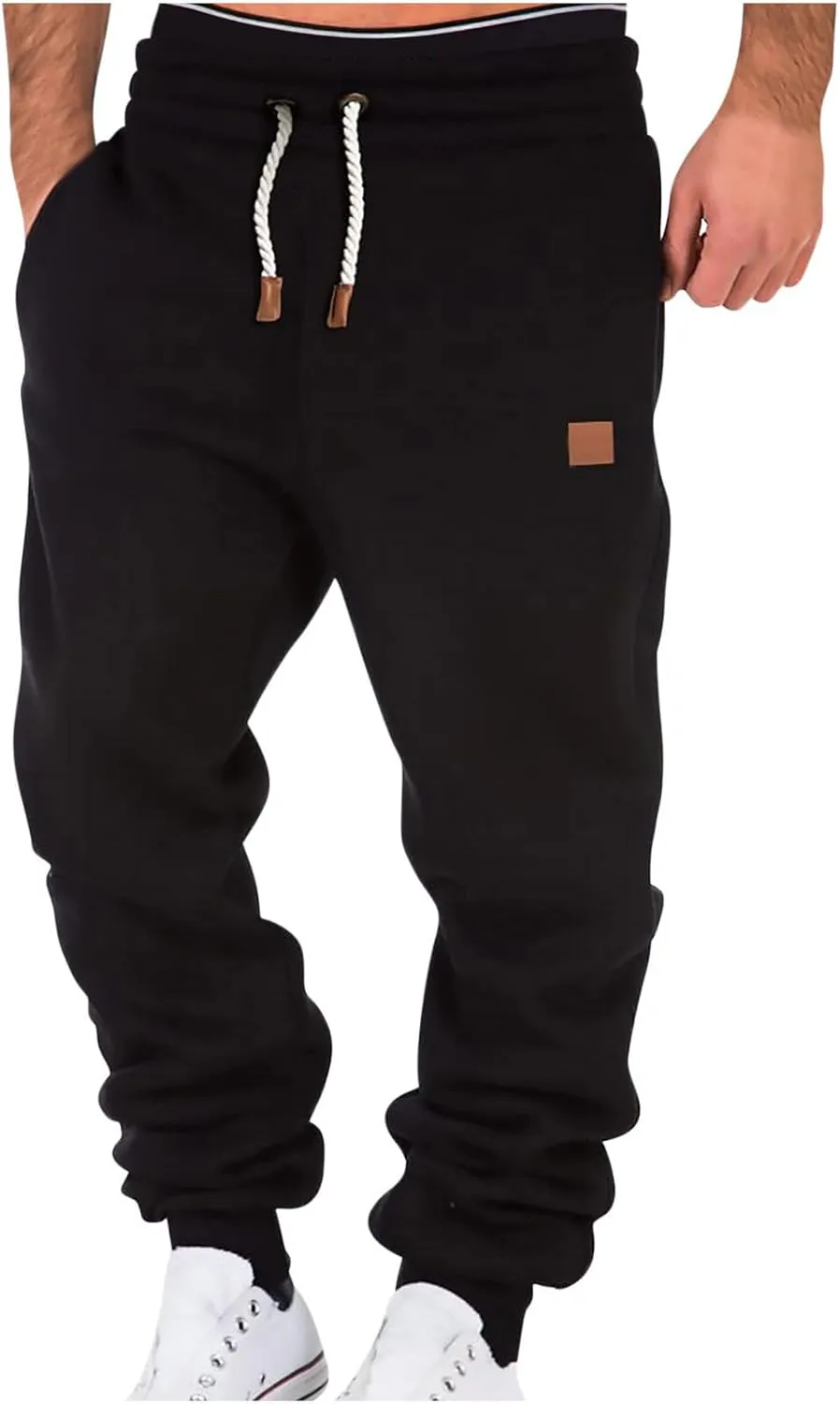Mens Cargo Sweatpants Heavyweight Drawstring Fleece Joggers Workout Active Running Pants Baggy Trousers with Pockets