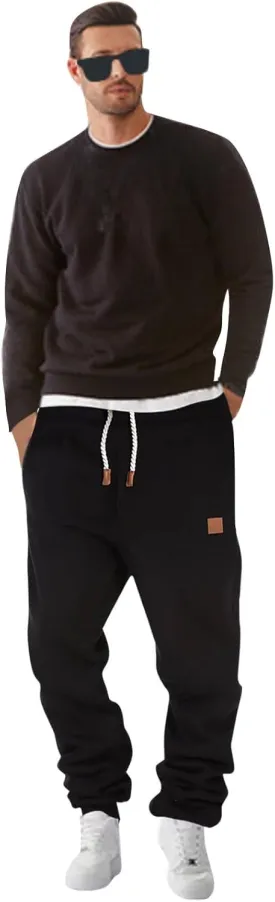 Mens Cargo Sweatpants Heavyweight Drawstring Fleece Joggers Workout Active Running Pants Baggy Trousers with Pockets