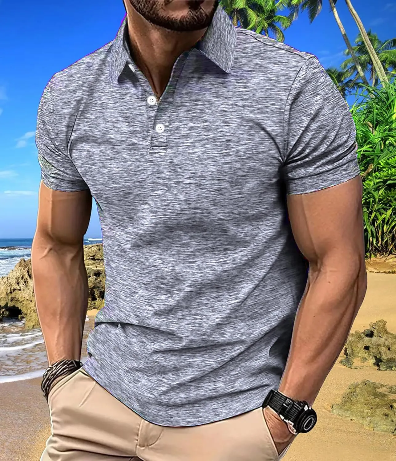 Men's Performance Golf Polo Shirt Moisture Wicking Quick Dry Short Sleeve Polo Shirts for Men Casual Activewear