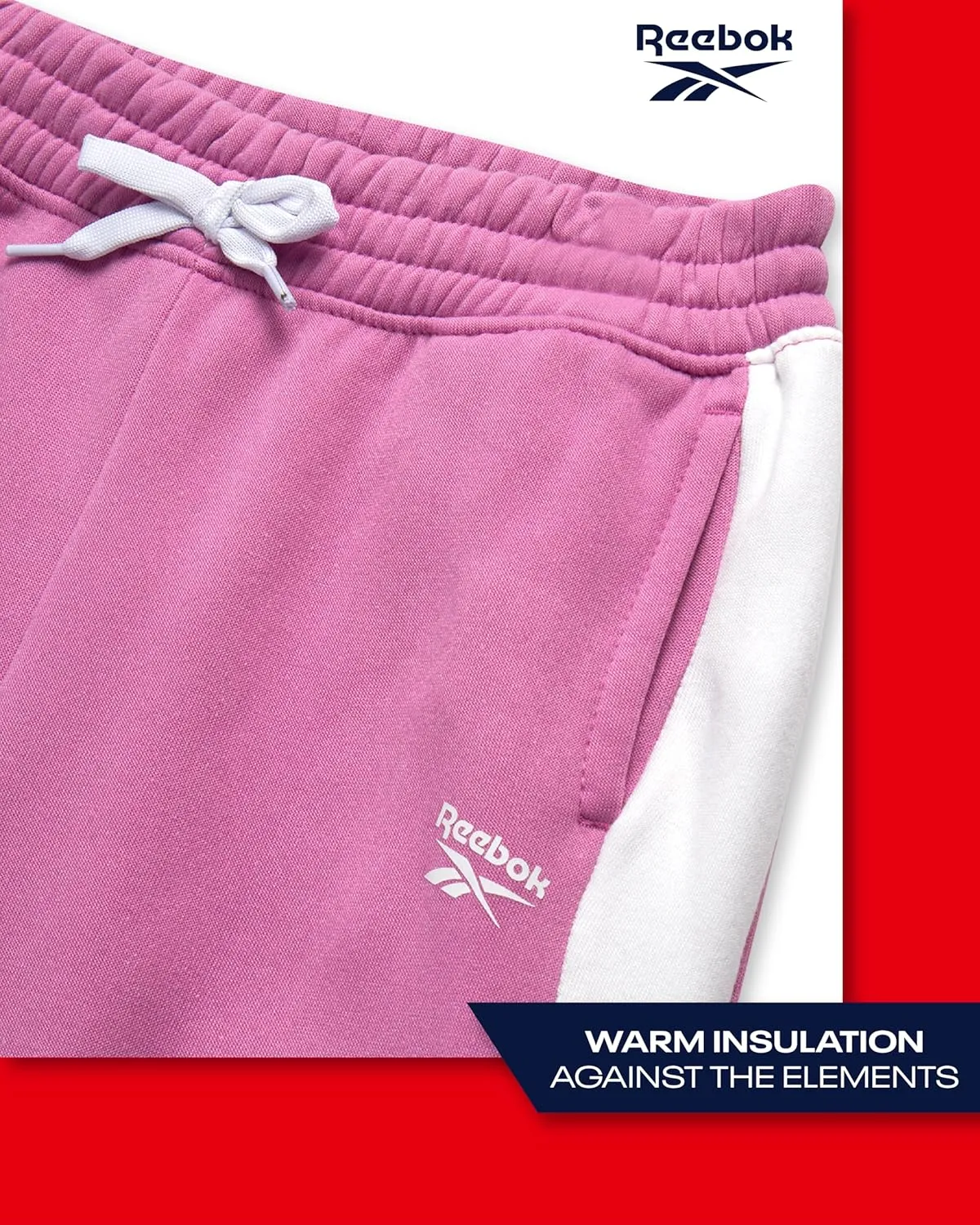 Reebok Girls' Sweatpants - 2 Pack Active Pull On Fleece Joggers and Wide Leg Jogger Pants with Pockets (Sizes: 4-16)
