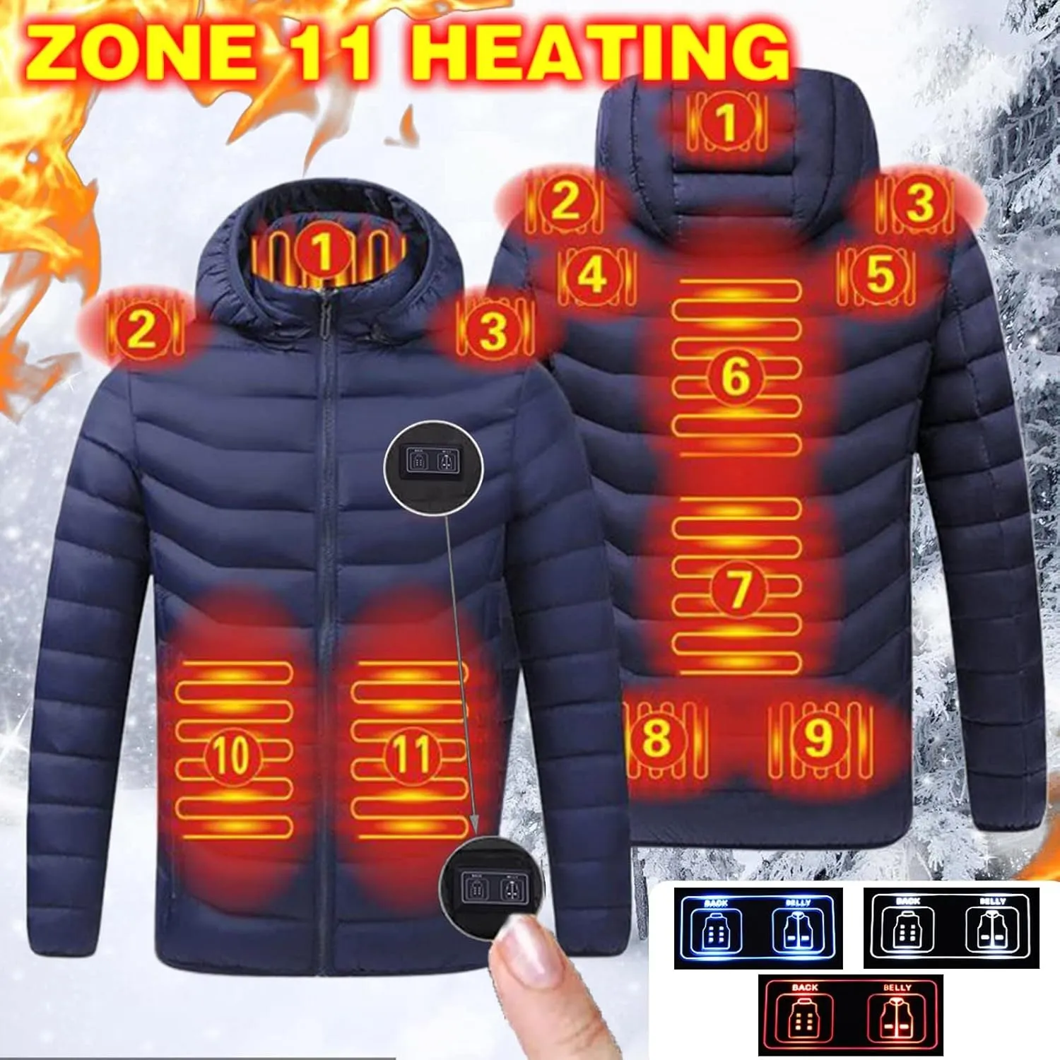 SHAOBGE Women Winter Coat Fashion Female Heating Piece Coat Male Coat Smart Charging Heating Lightweight Down Coats for