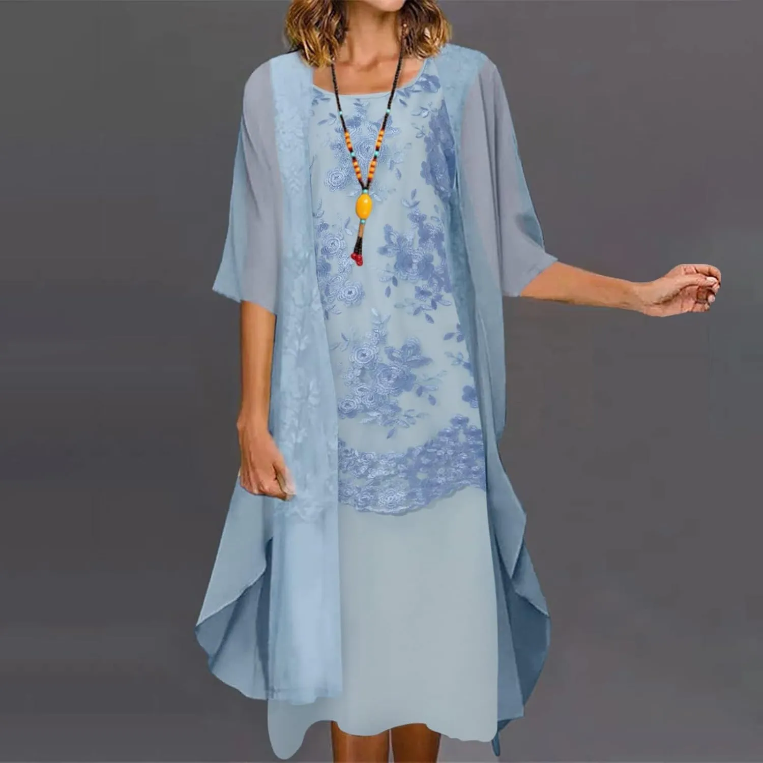 Summer Dresses for Women 2025 Wedding Guest Dresses for Women Chiffon 2 Piece Dress Sets Mother of The Bride Dresses