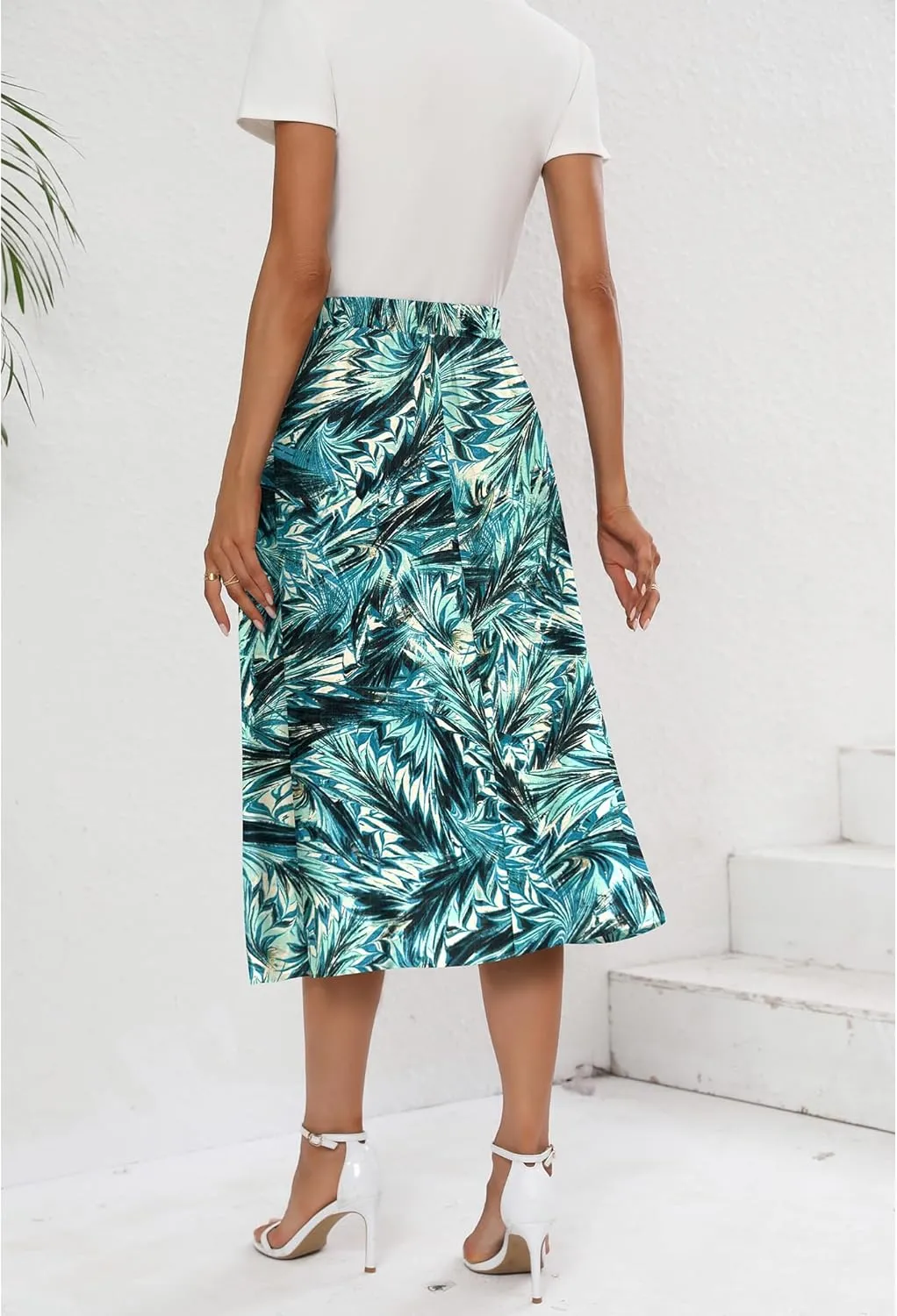 Summer Skirts with Pockets 2025 Boho Midi Length Skirt High Waisted Beach Cover Up for Women Trendy(S-2XL)