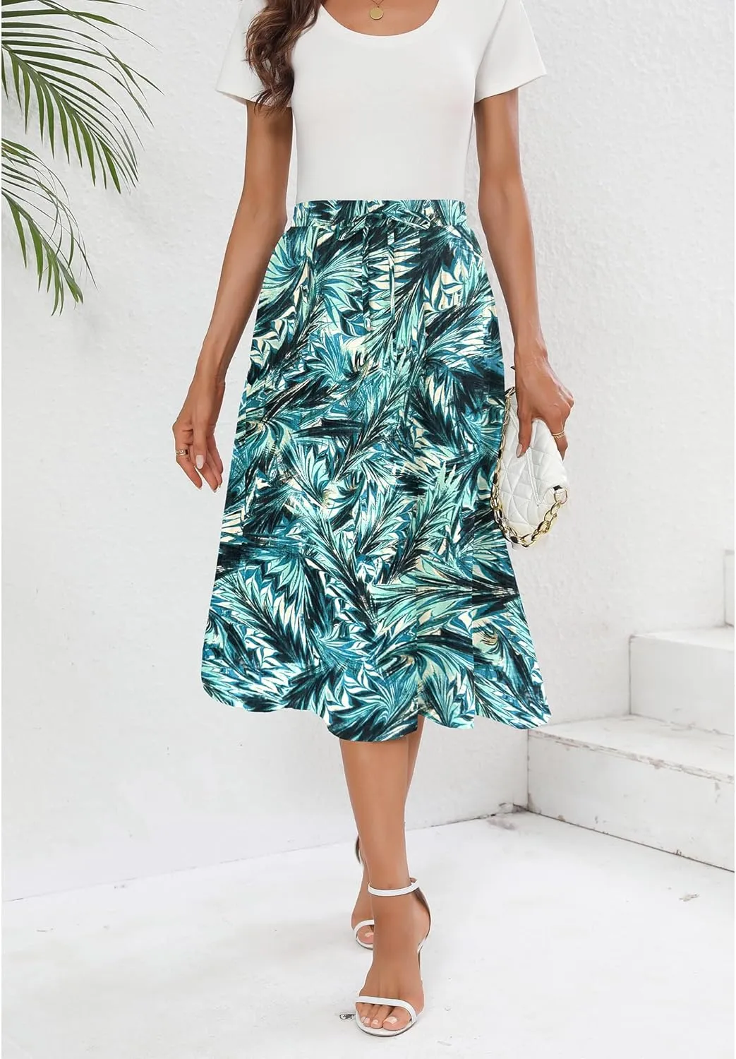 Summer Skirts with Pockets 2025 Boho Midi Length Skirt High Waisted Beach Cover Up for Women Trendy(S-2XL)