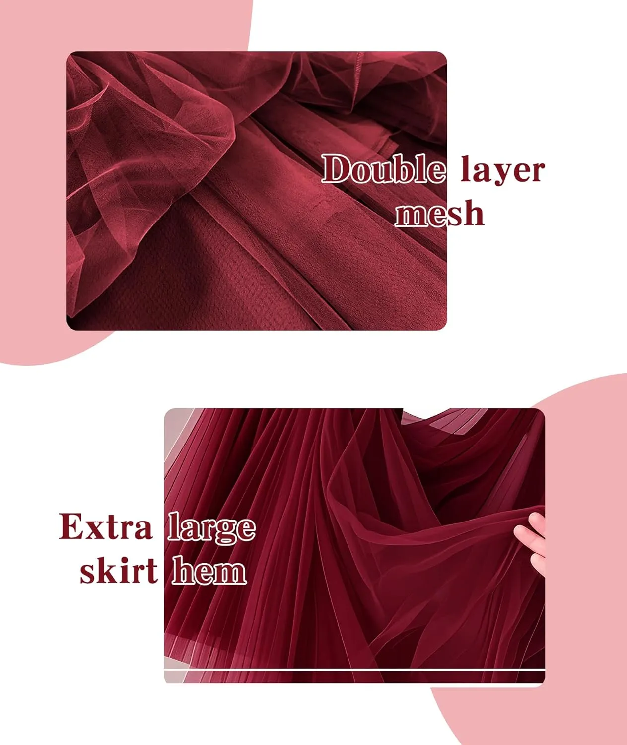 Tulle Skirts for Women Elastic High Waist Pleated Mesh Flowy A-Line Midi Skirts for Casual Party