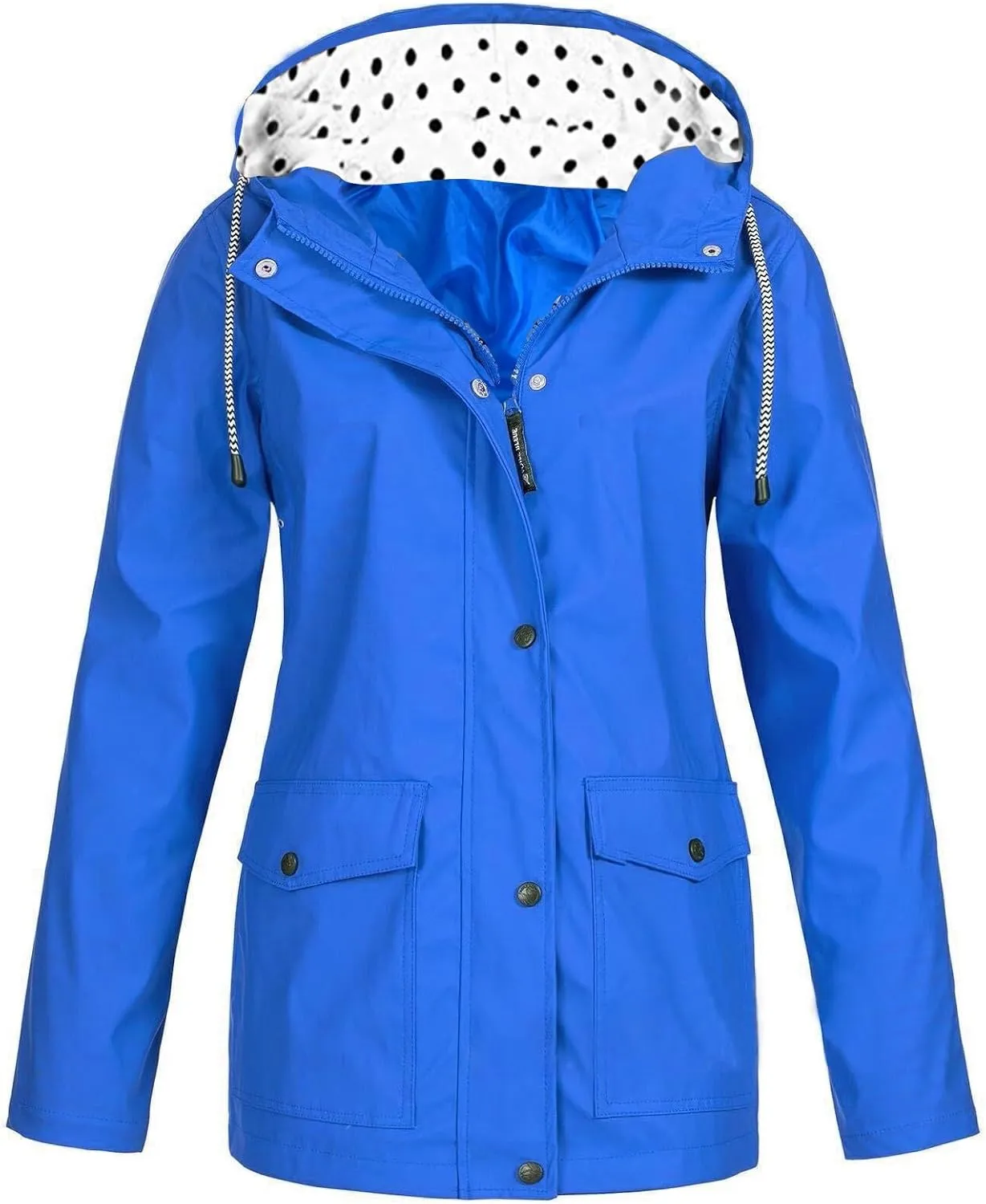 Waterproof Rain Jacket Women Lightweight Outdoor Trench Coats Long Sleeve Lined Rain Jacket Casual Trench Windbreaker