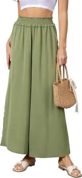 Wide Leg Pants for Women High Waisted Palazzo Pants Business Casual Pants Loose Flowy Summer Beach Pants with Pockets