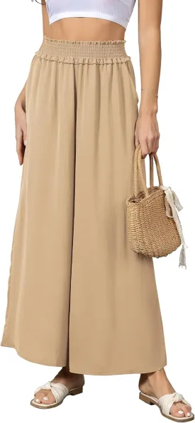 Wide Leg Pants for Women High Waisted Palazzo Pants Business Casual Pants Loose Flowy Summer Beach Pants with Pockets