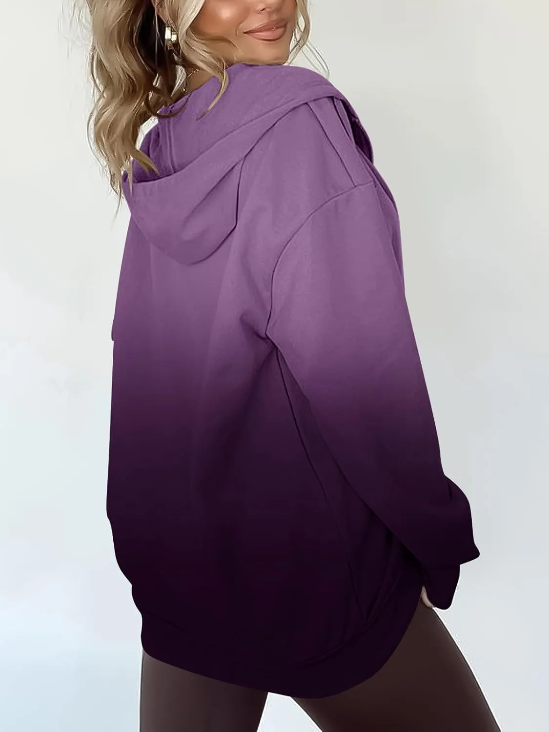 Women's Oversized Lightweight Hoodies for Women Full Zip Up Long Sleeve Drawstring Jackets