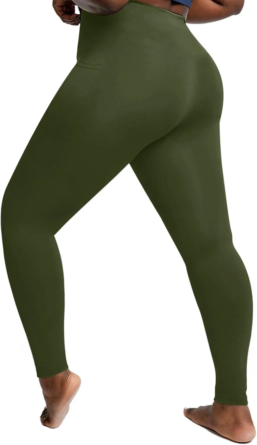 Xiaojmake Plus Size Leggings for Women Stretchy Tummy Control Workout Yoga Pant High Waist Seamless Stretchy Athletic Pants