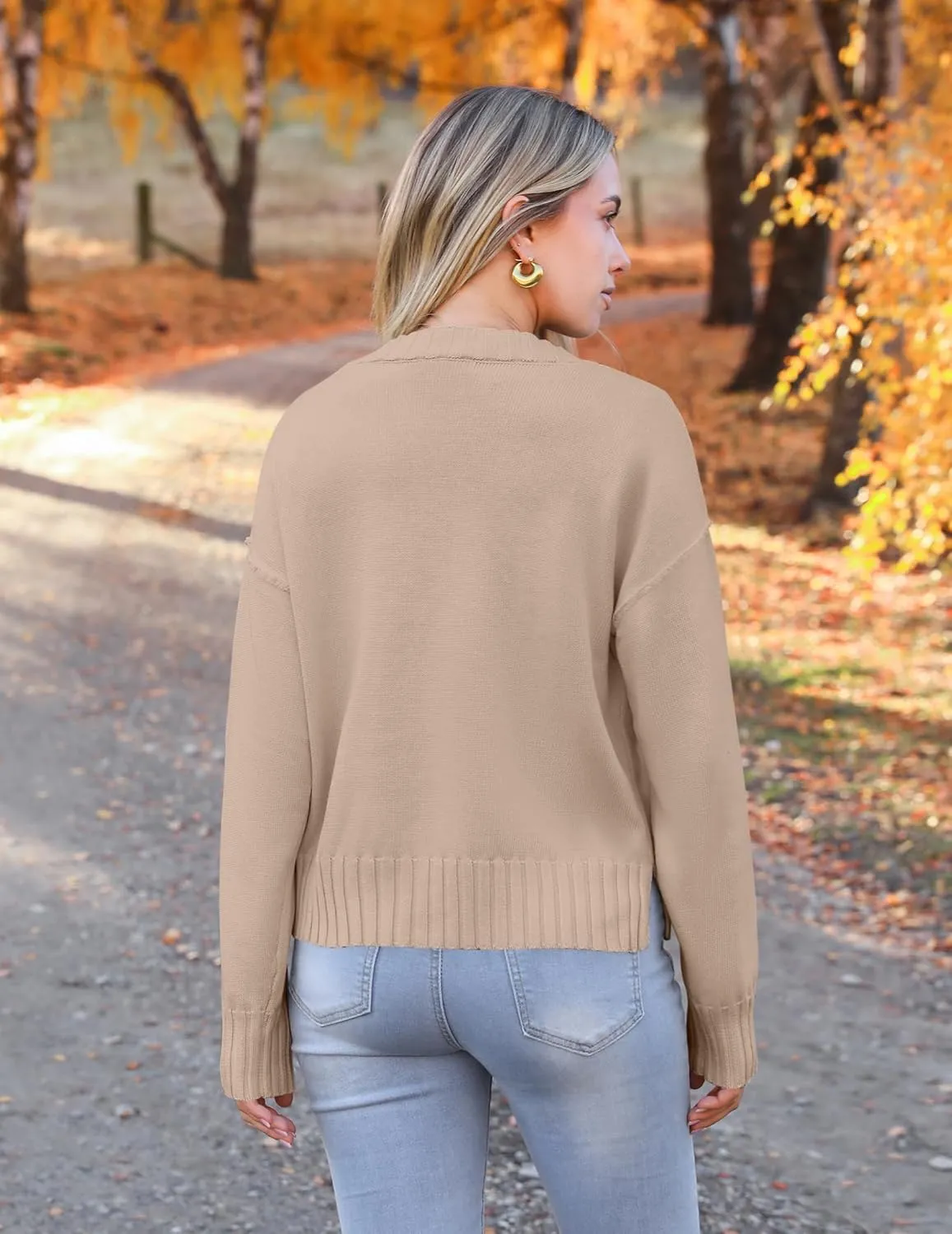 Zeagoo Women's Cropped Cardigan 2025 Fall Button Sweaters V Neck Long Sleeve Cardigans Knit Outwear